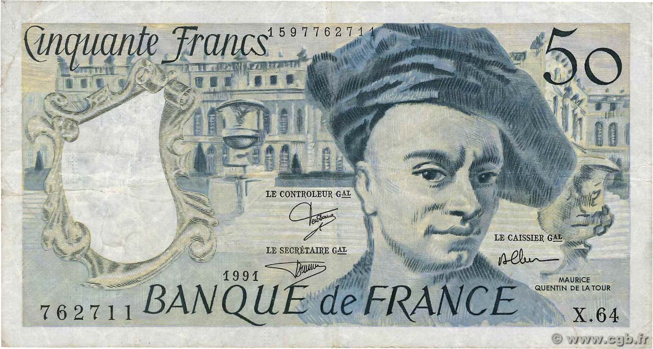 50 Francs QUENTIN DE LA TOUR FRANCE  1991 F.67.17 TB