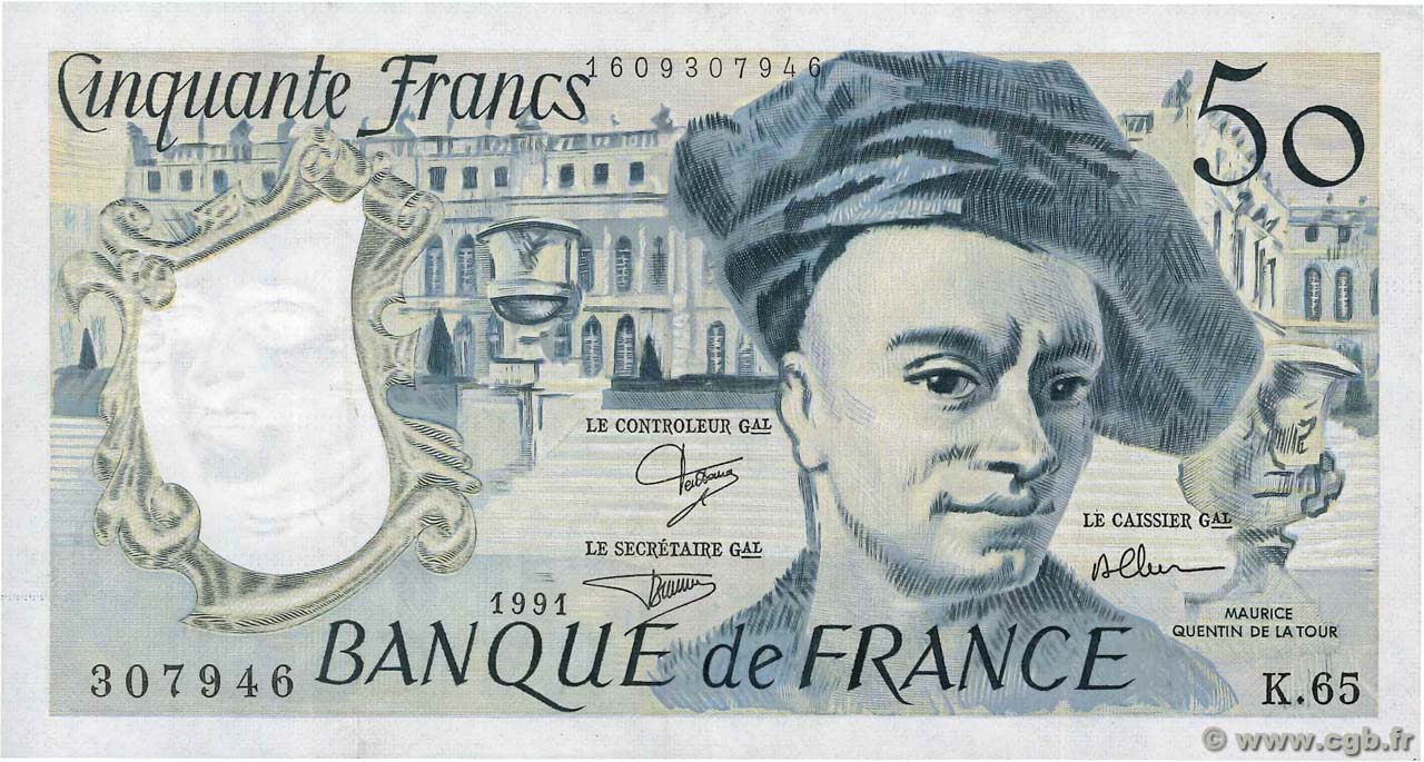 50 Francs QUENTIN DE LA TOUR FRANKREICH  1991 F.67.17 fVZ