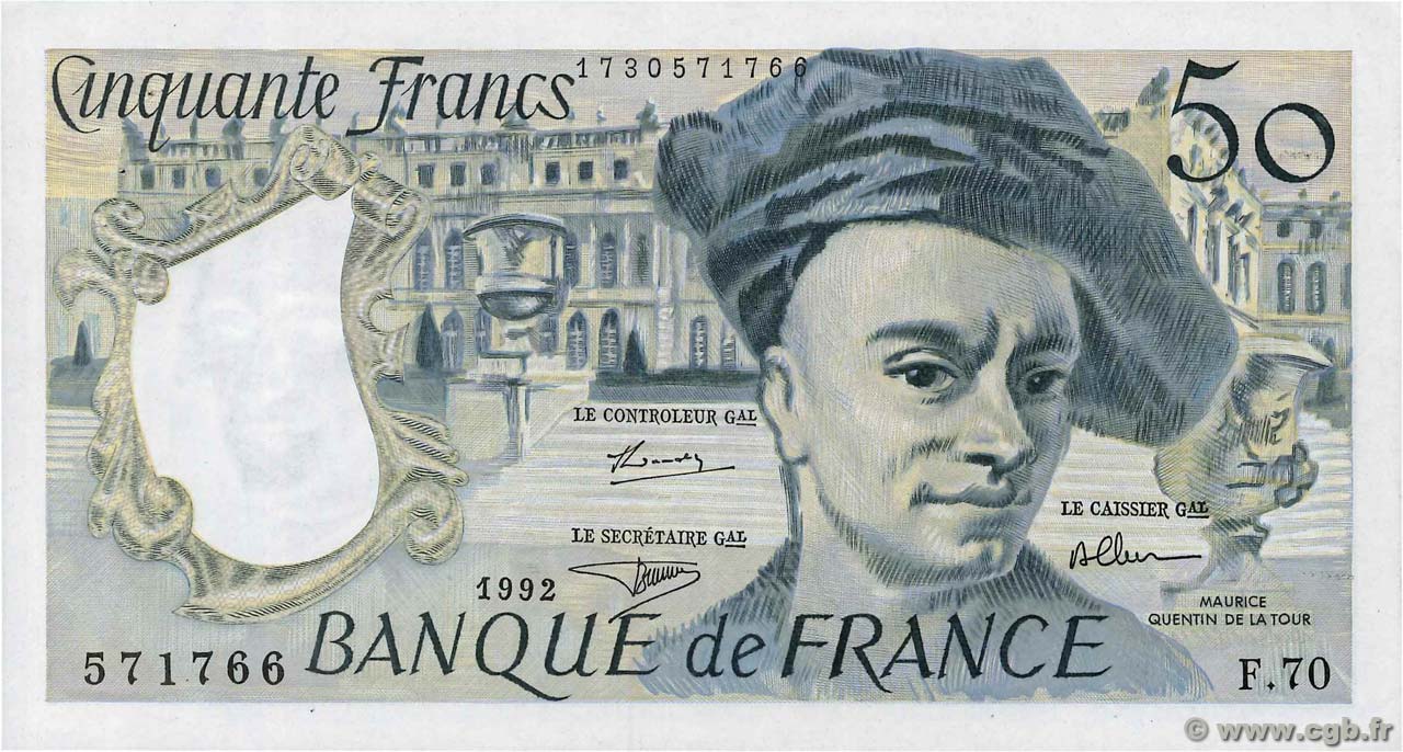 50 Francs QUENTIN DE LA TOUR FRANCE  1992 F.67.18 XF+