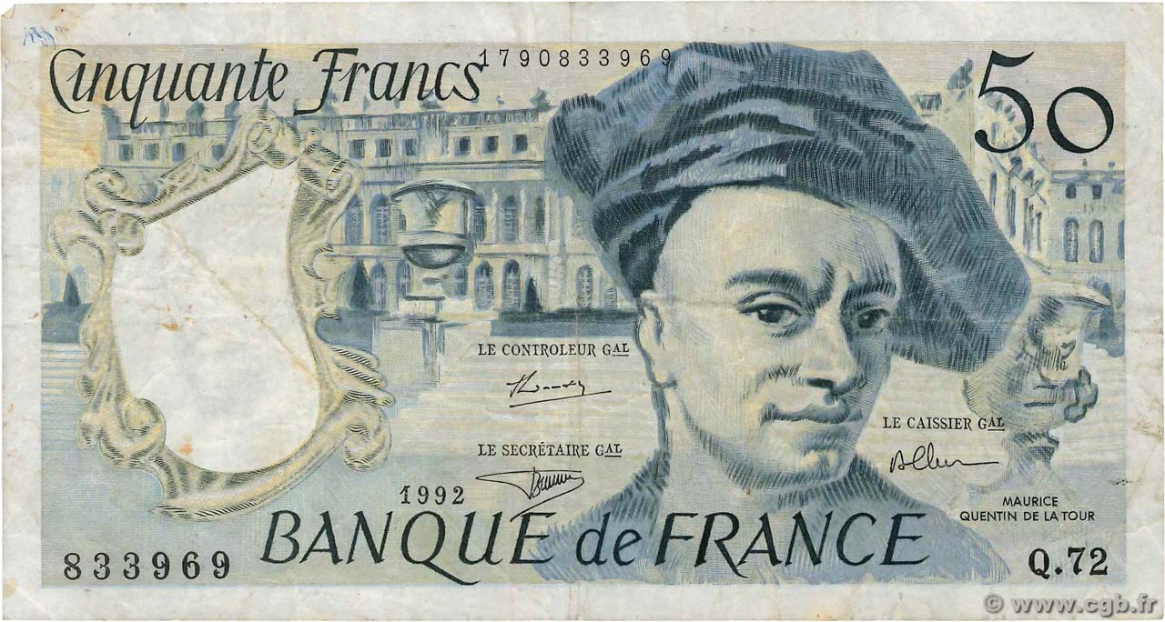 50 Francs QUENTIN DE LA TOUR FRANCE  1992 F.67.18 B