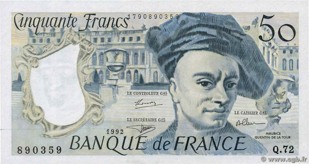 50 Francs QUENTIN DE LA TOUR Fauté FRANCE  1992 F.67.18 XF