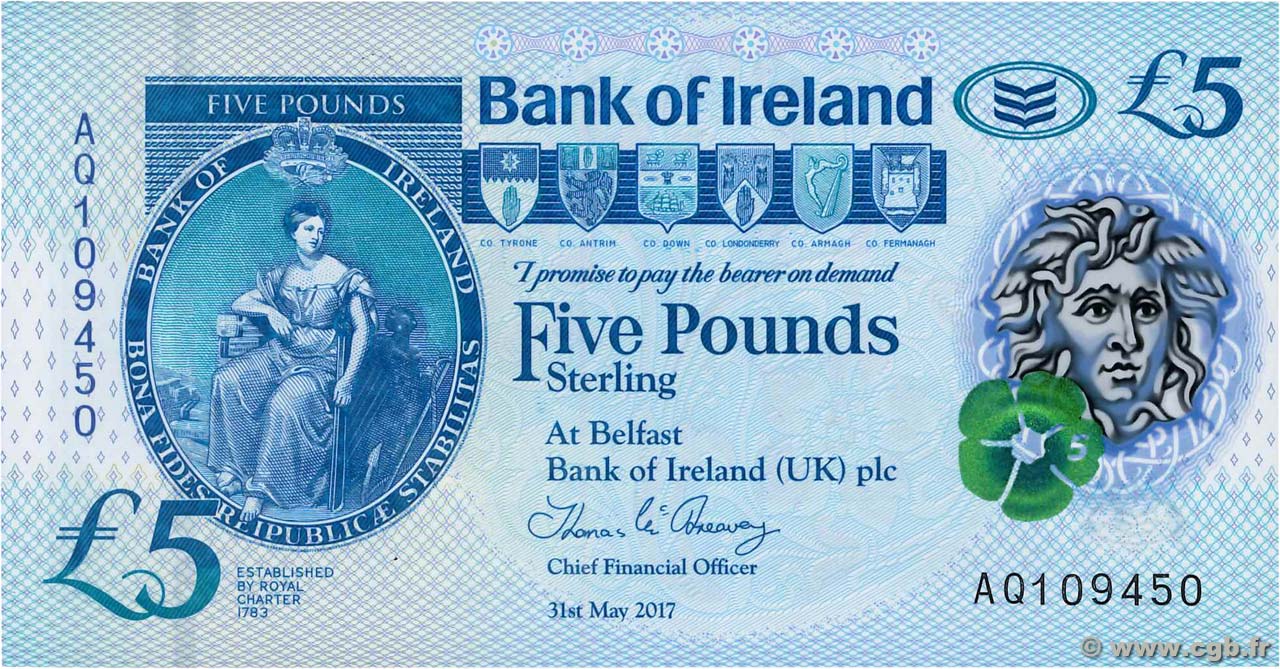 5 Pounds IRLANDE DU NORD  2017 P.090 NEUF