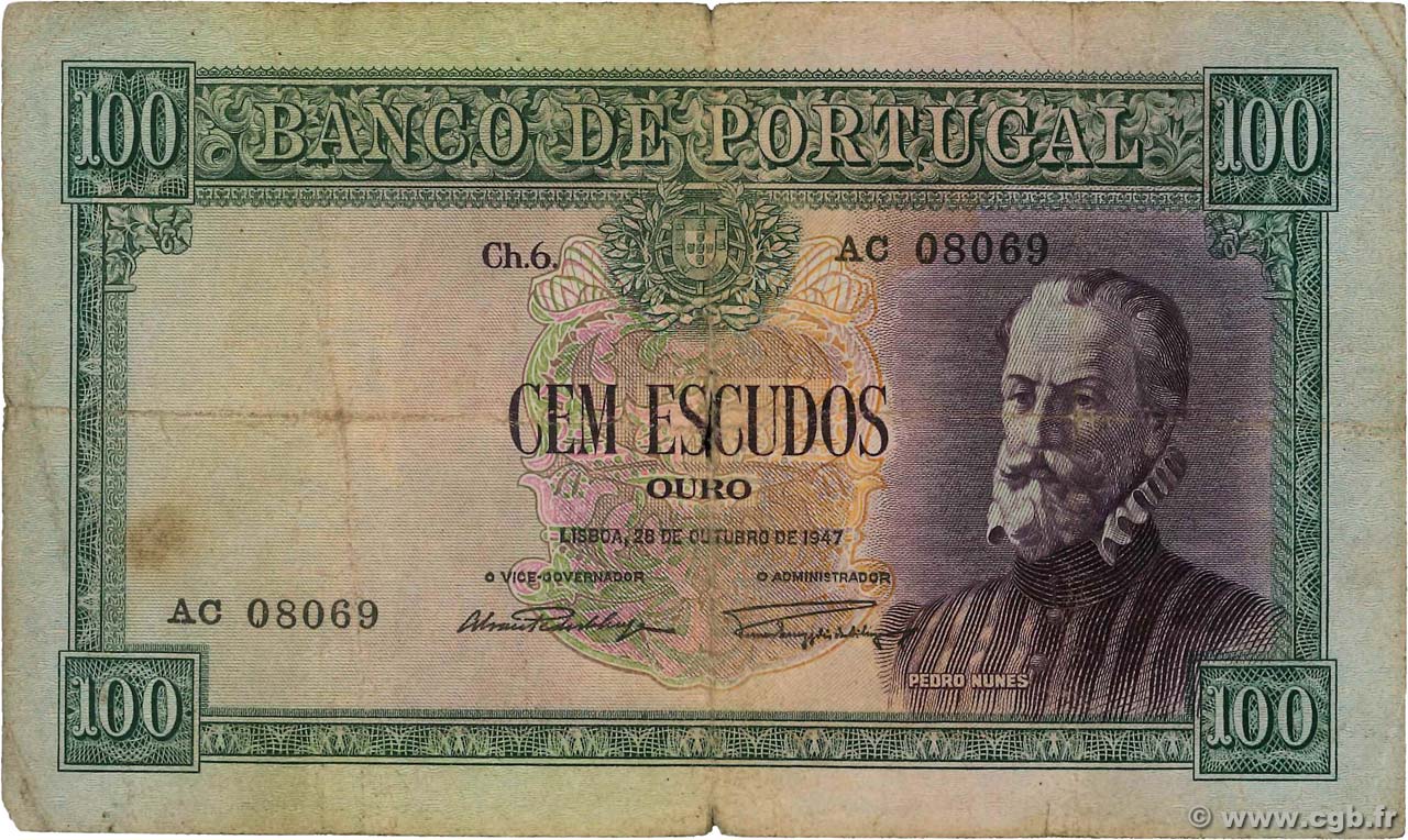 100 Escudos PORTUGAL  1947 P.159 B