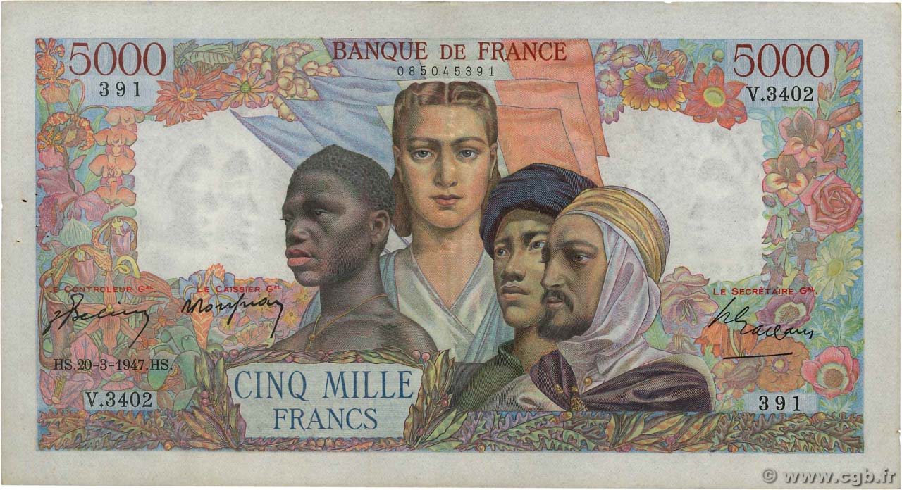 5000 Francs EMPIRE FRANÇAIS FRANCE  1947 F.47.59 pr.SUP