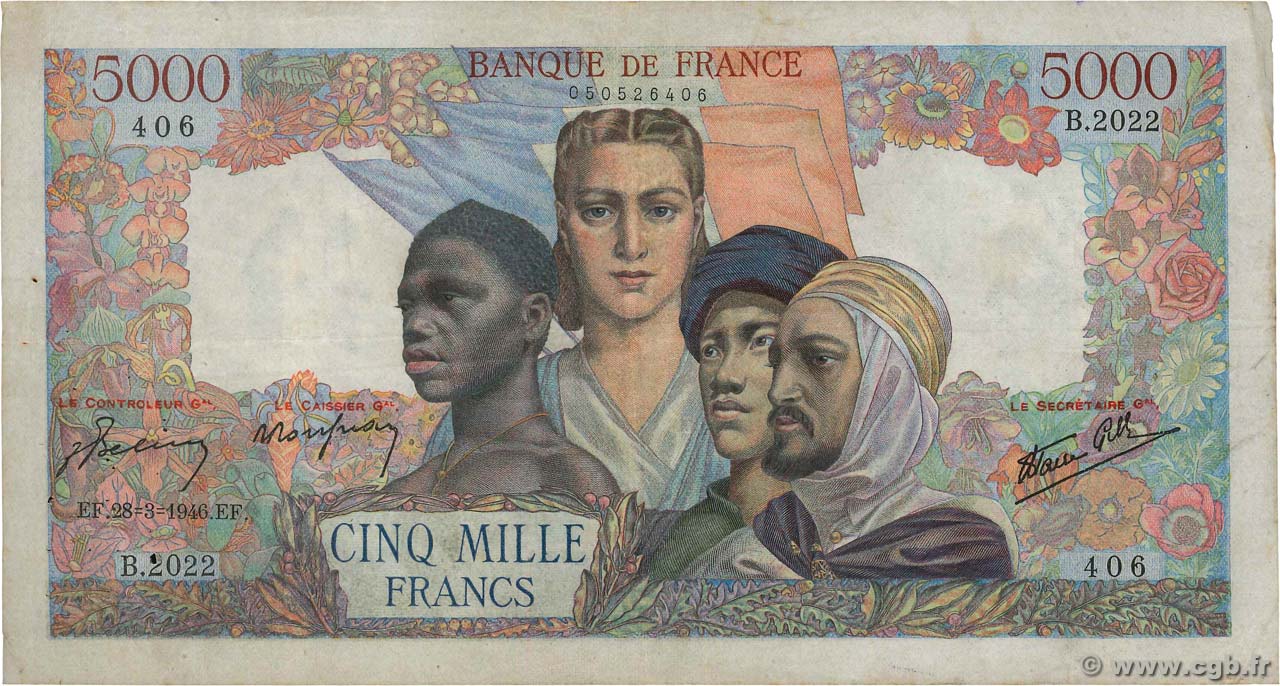 5000 Francs EMPIRE FRANÇAIS FRANCE  1946 F.47.51 TB+