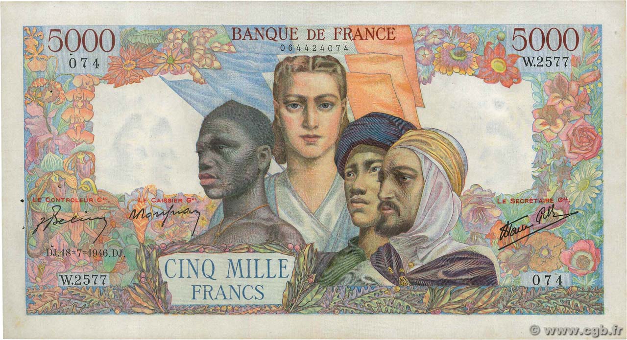 5000 Francs EMPIRE FRANÇAIS FRANCIA  1946 F.47.55 EBC