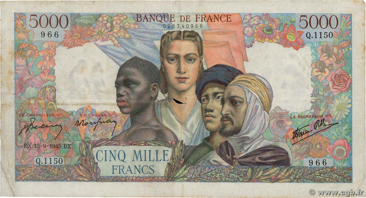 5000 Francs EMPIRE FRANÇAIS FRANCE  1945 F.47.43 TB