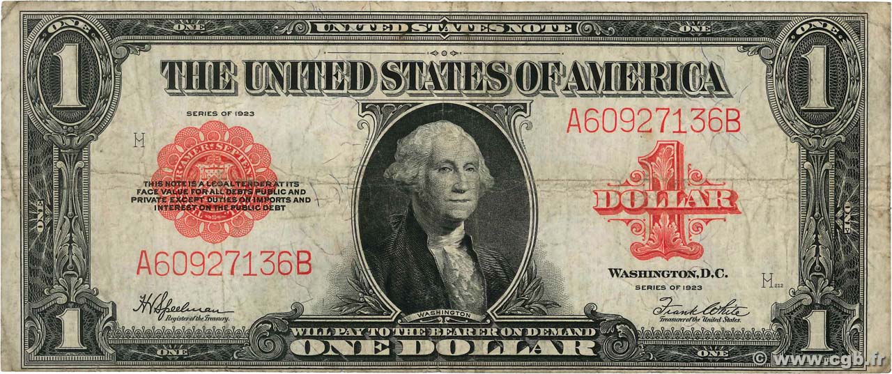 1 Dollar ÉTATS-UNIS D&nbsp;AMÉRIQUE  1923 P.189 B+
