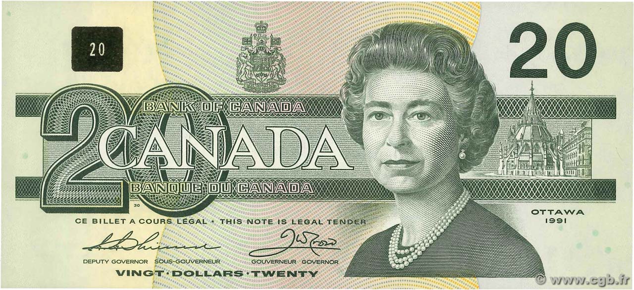 20 Dollars CANADA  1991 P.097a q.FDC