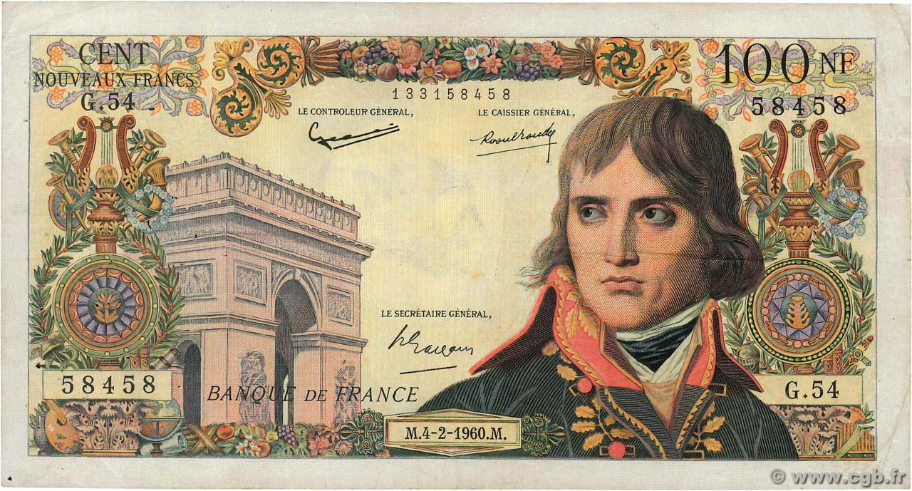 100 Nouveaux Francs BONAPARTE FRANCIA  1960 F.59.05 MB