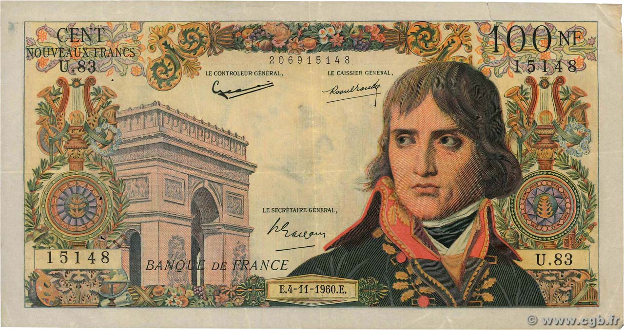 100 Nouveaux Francs BONAPARTE FRANKREICH  1960 F.59.08 fSS