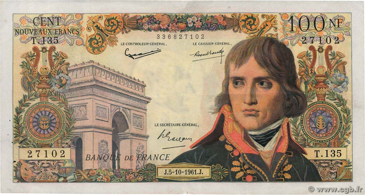 100 Nouveaux Francs BONAPARTE FRANKREICH  1961 F.59.12 SS