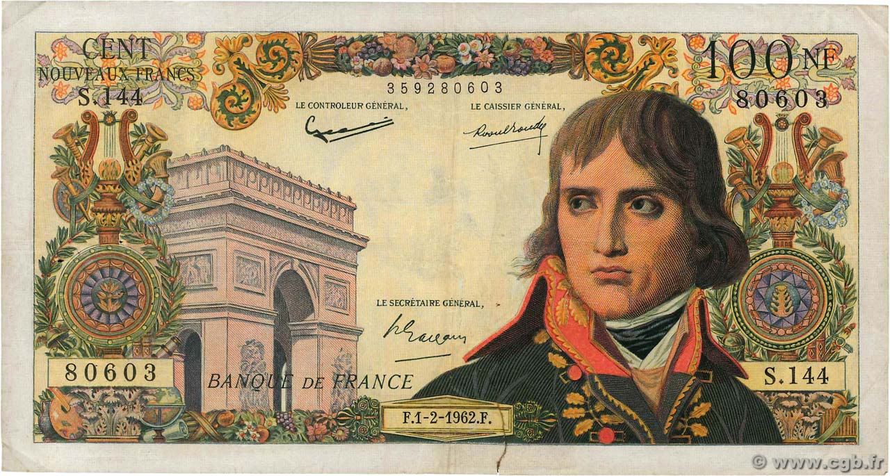 100 Nouveaux Francs BONAPARTE FRANKREICH  1962 F.59.13 S
