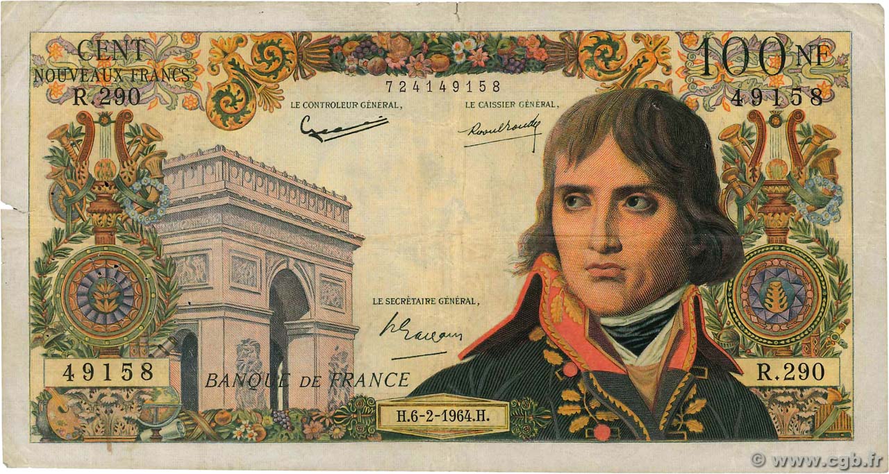100 Nouveaux Francs BONAPARTE FRANCE  1964 F.59.25 F-