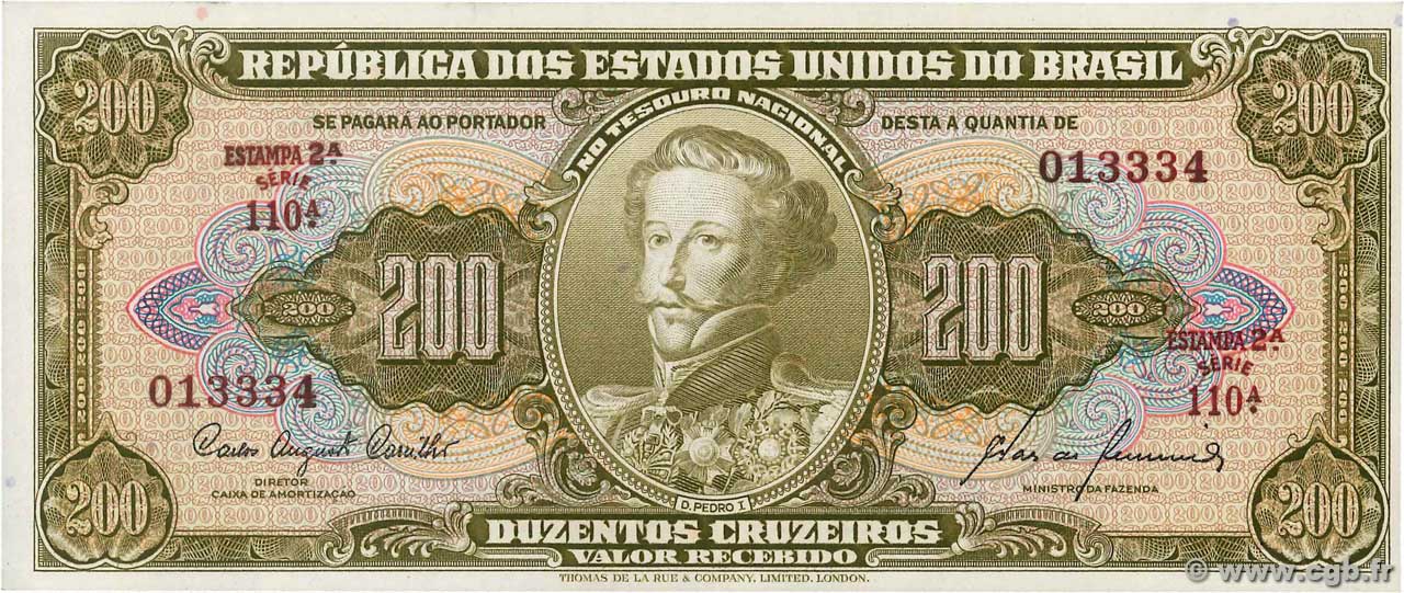 200 Cruzeiros BRÉSIL  1960 P.163 NEUF