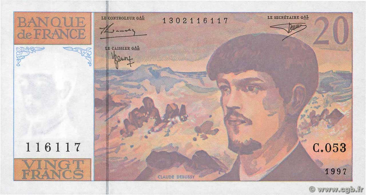 20 Francs DEBUSSY Modifié FRANCE  1997 F.66ter.02 NEUF