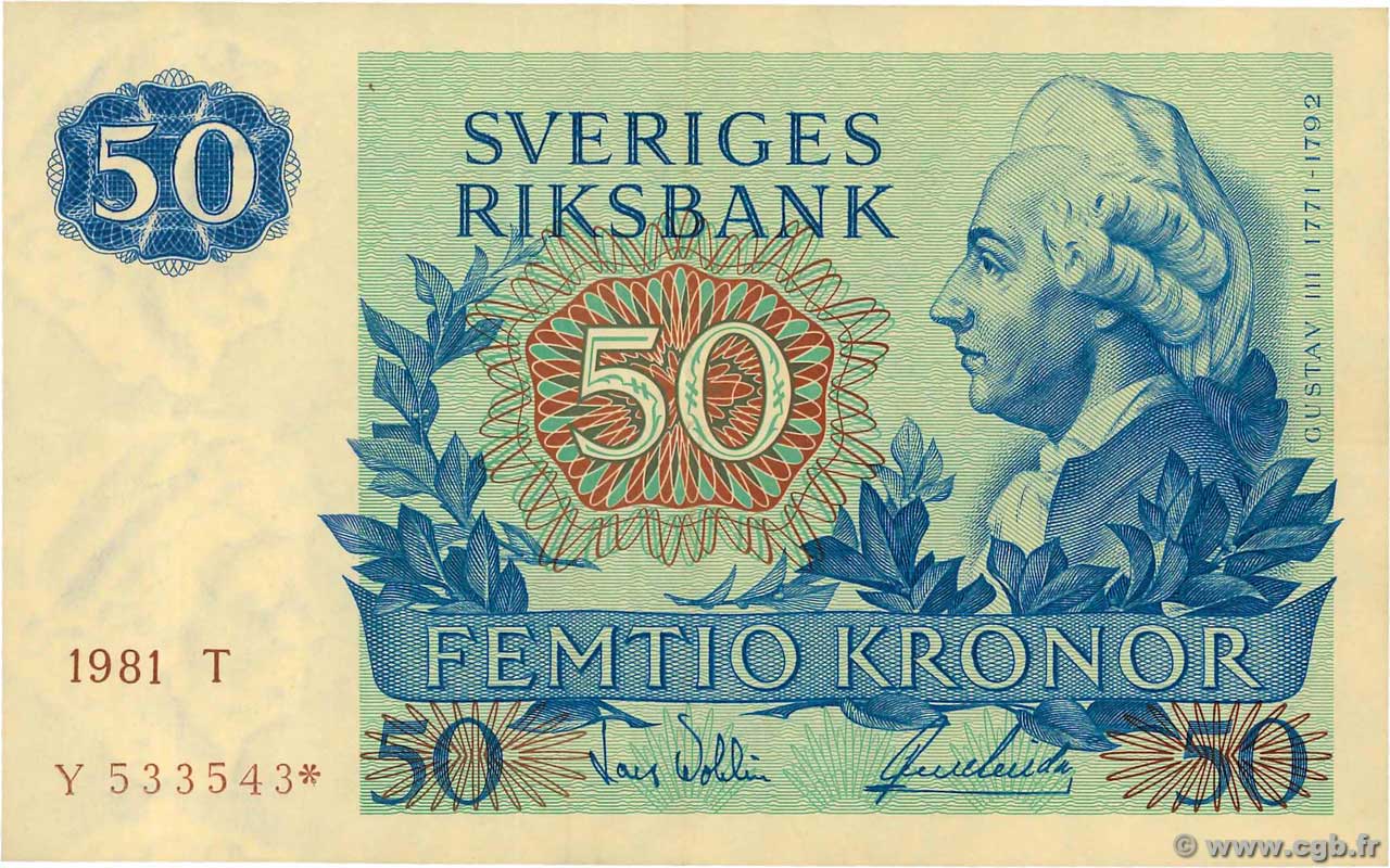50 Kronor Remplacement SUÈDE  1979 P.53c SUP+