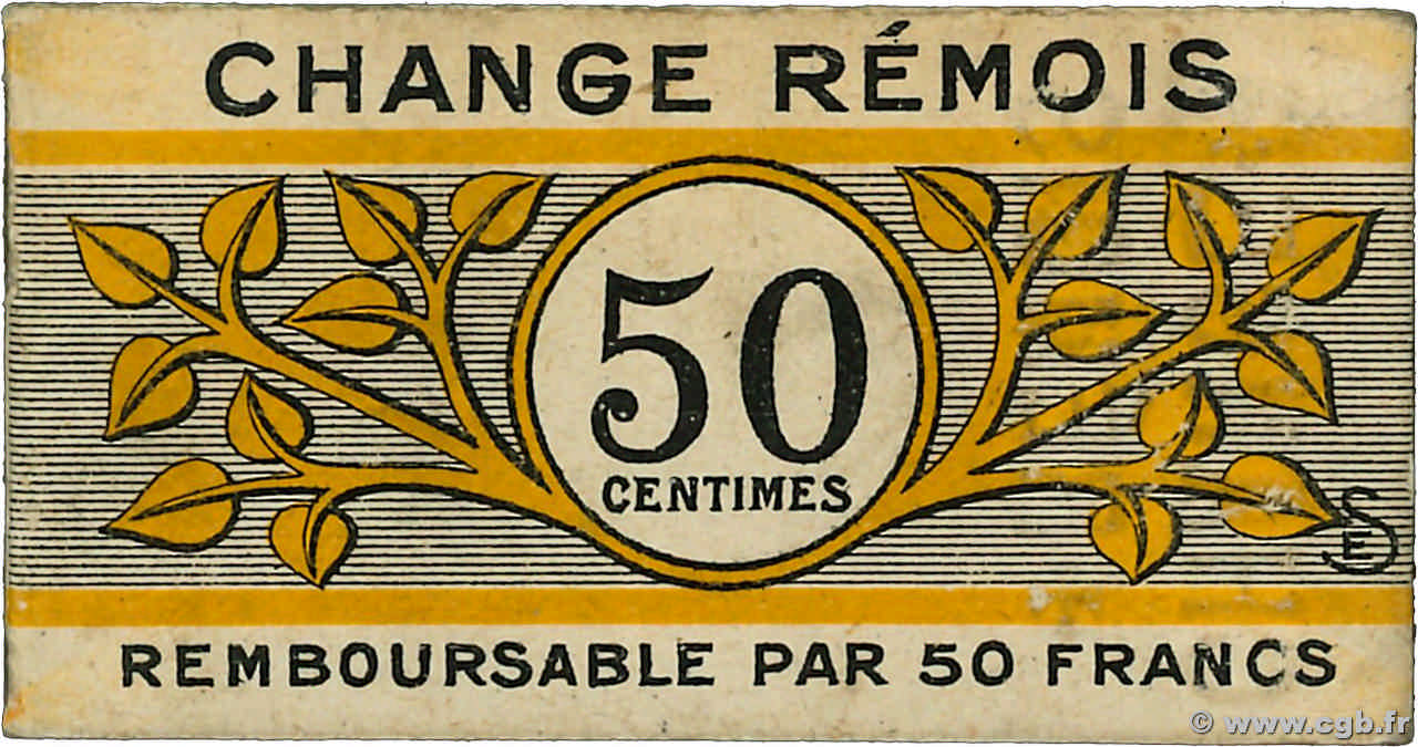 50 Centimes FRANCE régionalisme et divers Reims 1914 JP.51-44 SUP