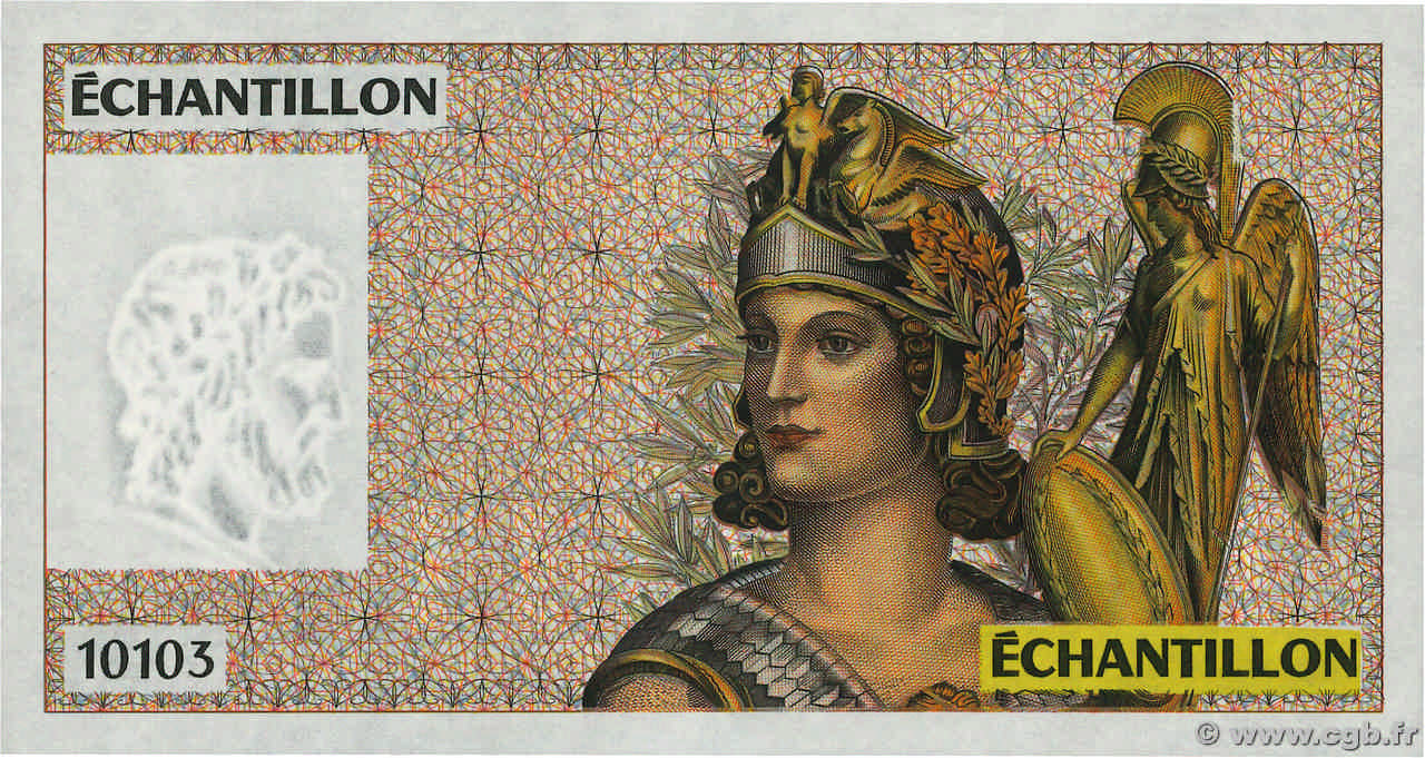 100 Francs DELACROIX, type Athéna Échantillon FRANCE regionalism and various  1980  UNC