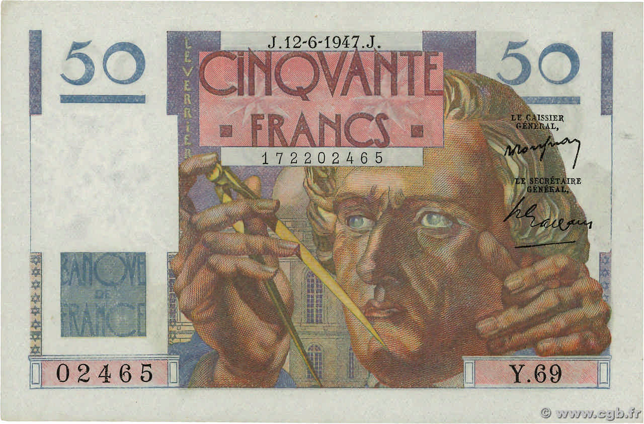 50 Francs LE VERRIER FRANCE  1947 F.20.08 SPL+