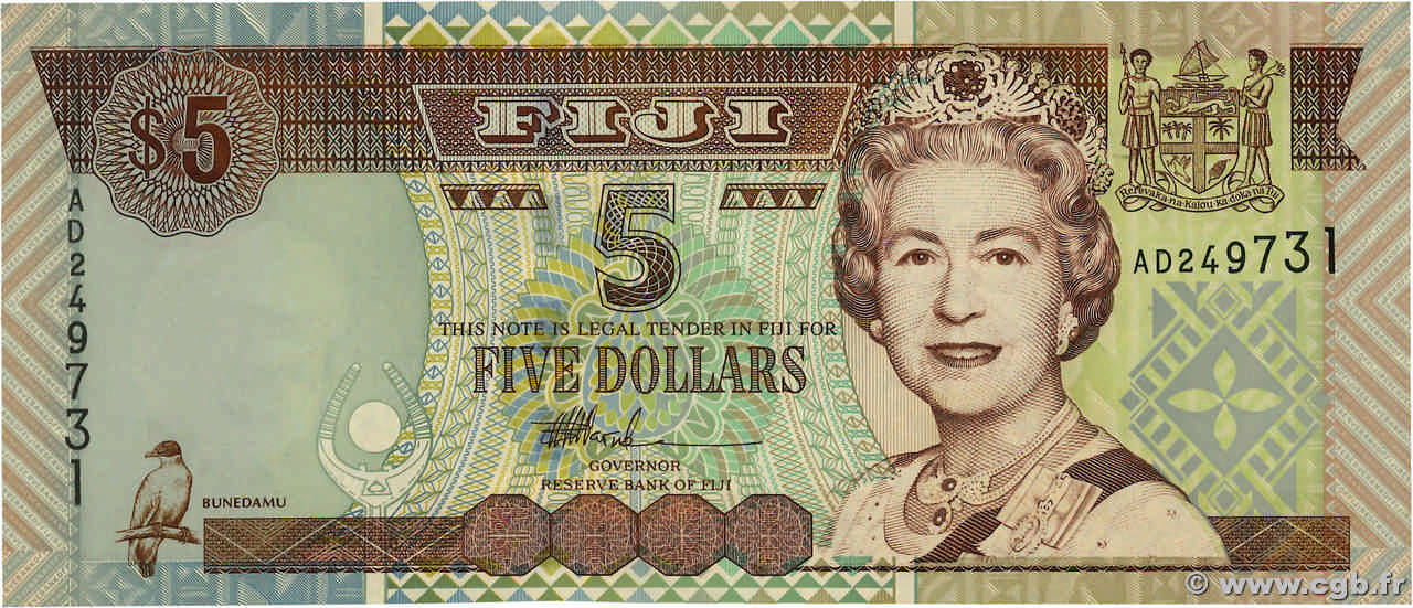 5 Dollars FIGI  2002 P.105b FDC