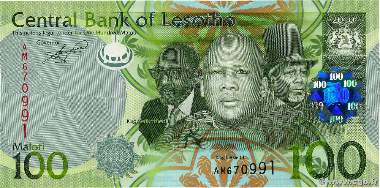 100 Maloti LESOTHO  2010 P.24a UNC