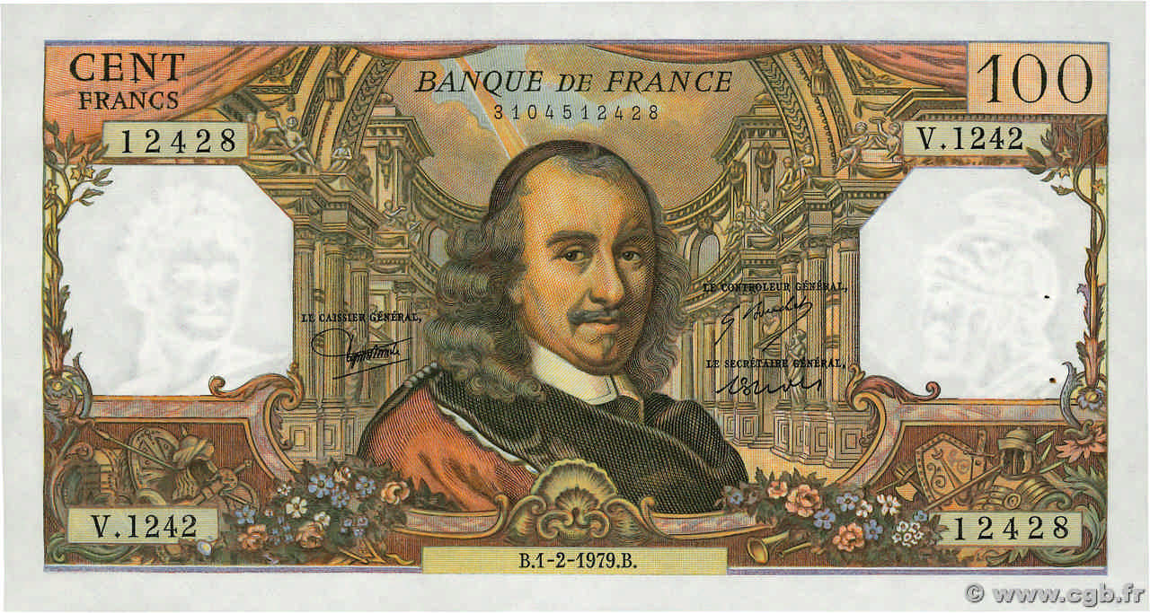 100 Francs CORNEILLE FRANCE  1979 F.65.65 SUP