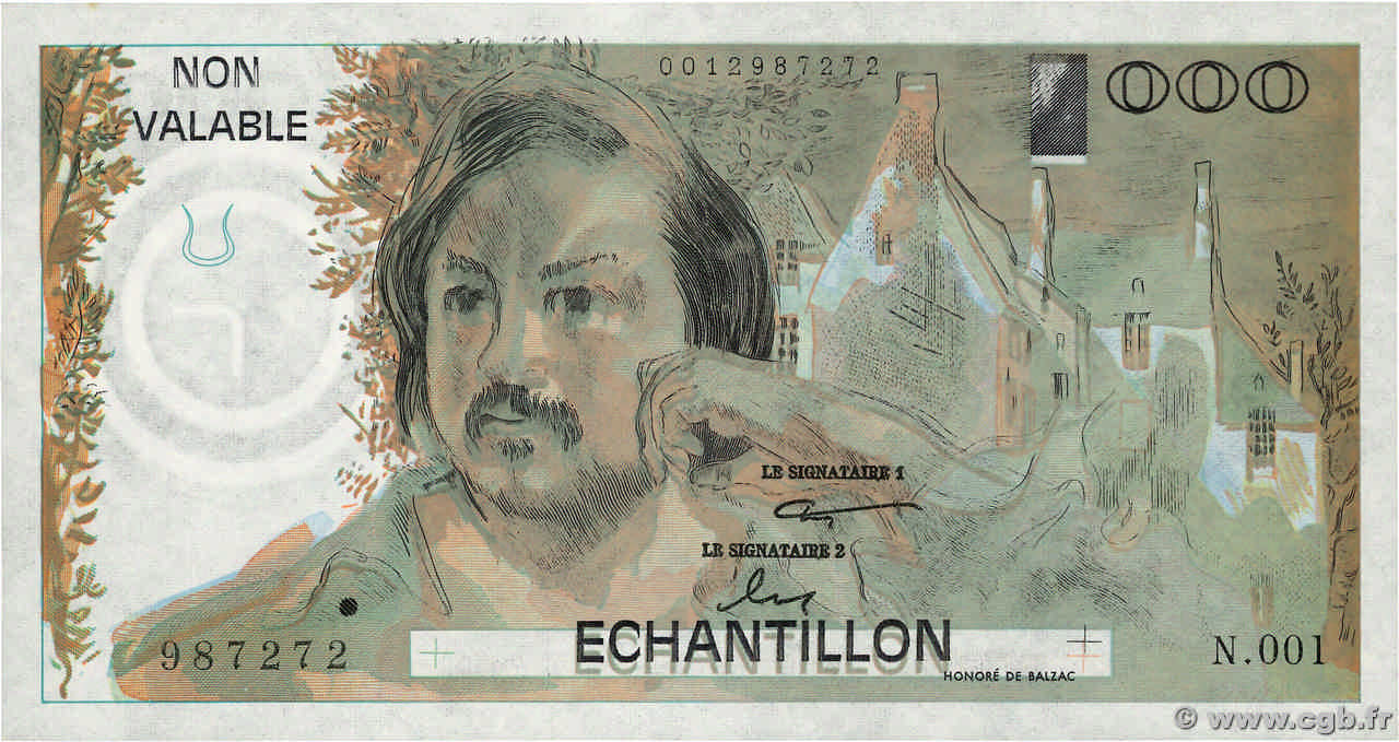 1000 Francs BALZAC Échantillon FRANCE  1980 EC.1980.01 pr.NEUF