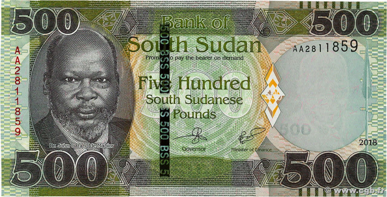 500 Pounds SUDAN DEL SUD  2018 P.16 FDC