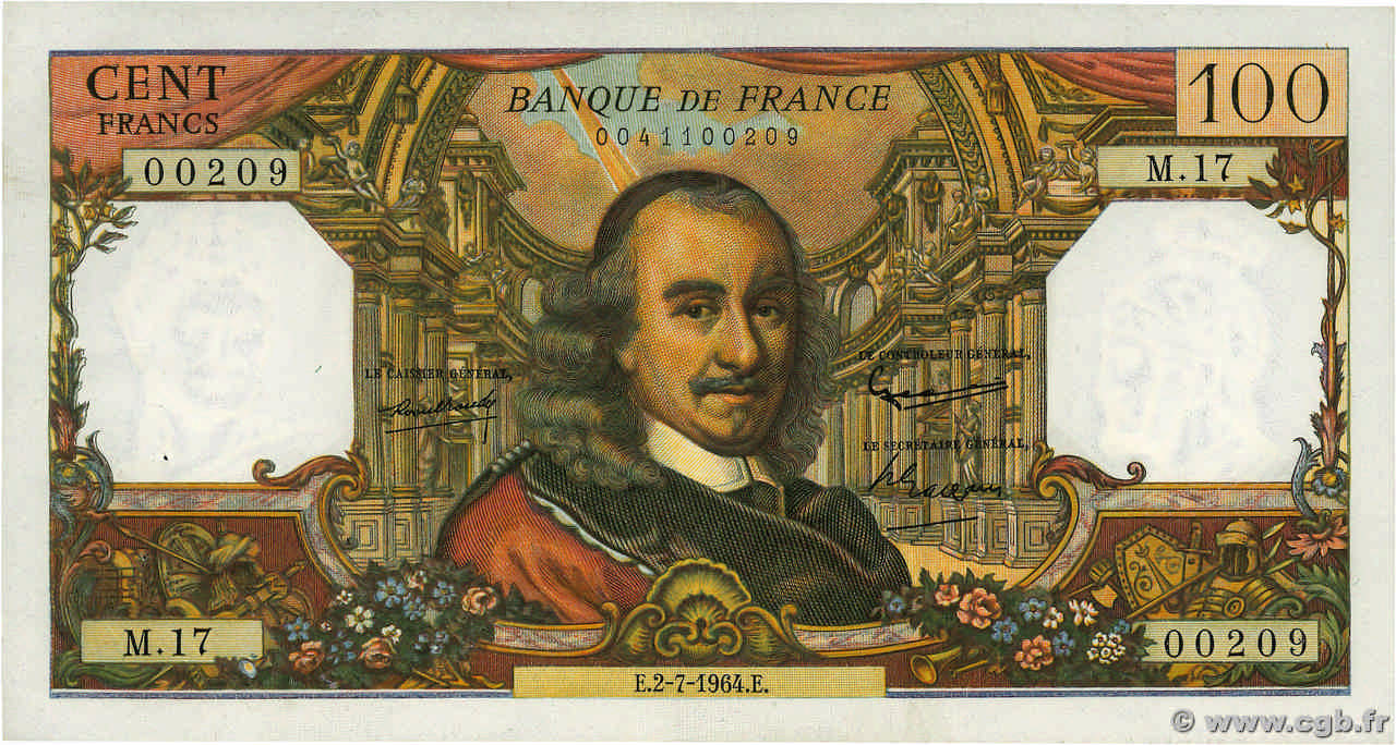 100 Francs CORNEILLE FRANCE  1964 F.65.02 SUP