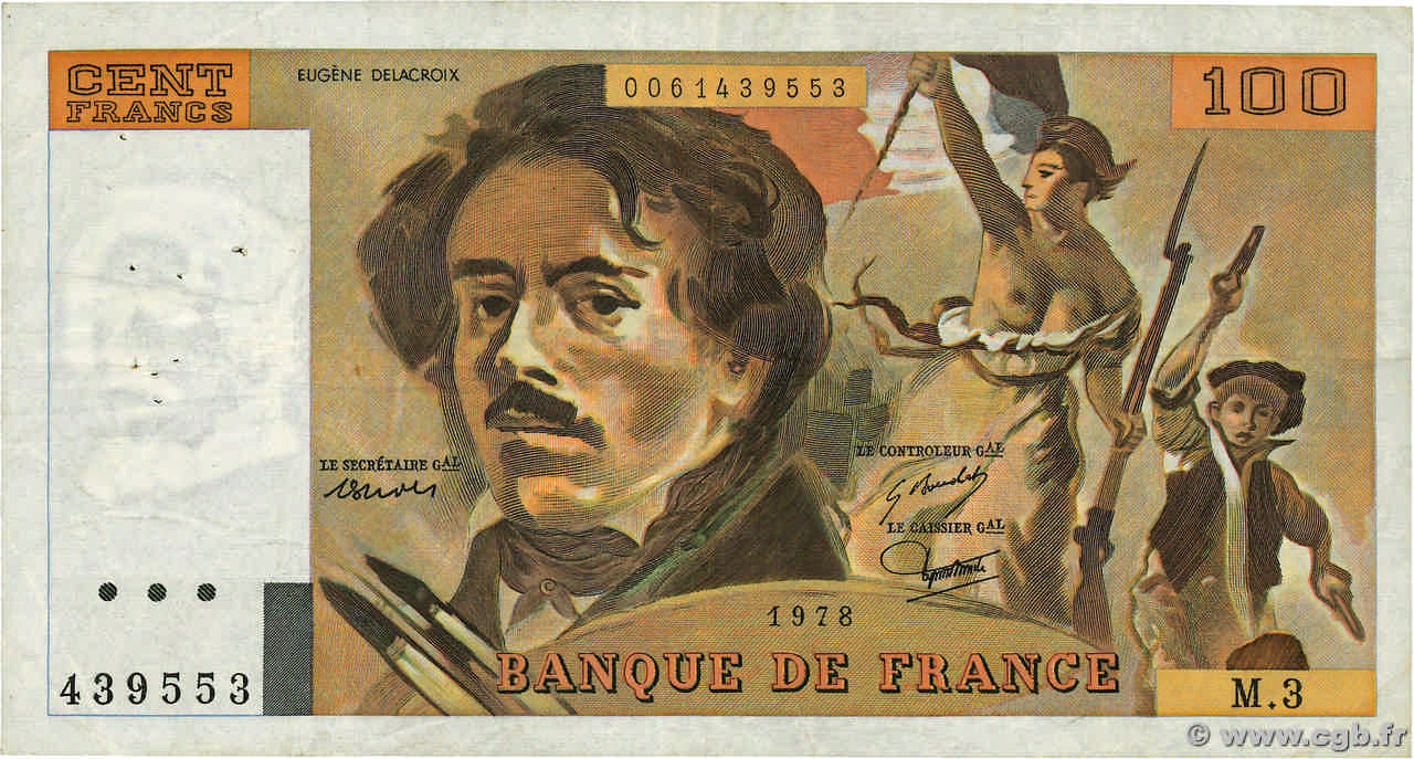 100 Francs DELACROIX FRANCIA  1978 F.68.03 q.BB