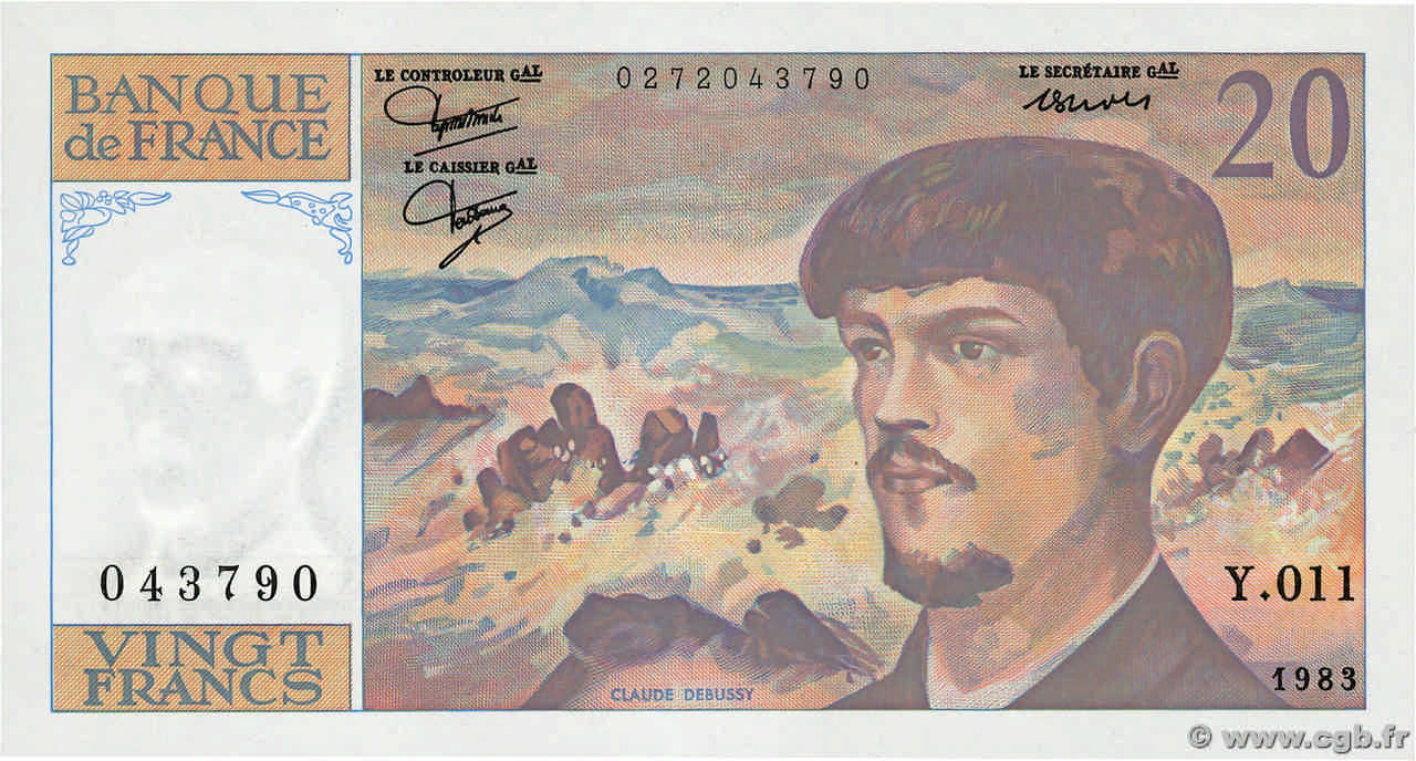 20 Francs DEBUSSY FRANCIA  1983 F.66.04 q.FDC