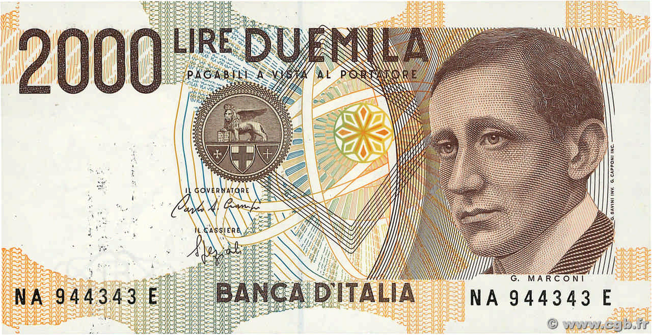2000 Lire ITALIE  1990 P.115 pr.NEUF