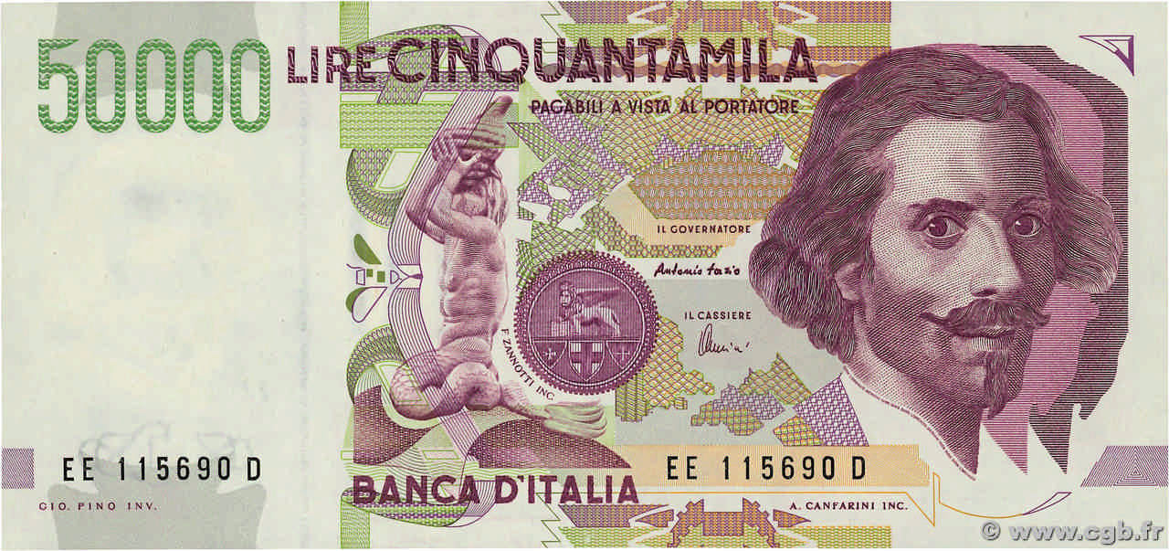 50000 Lire ITALY  1992 P.116c UNC-
