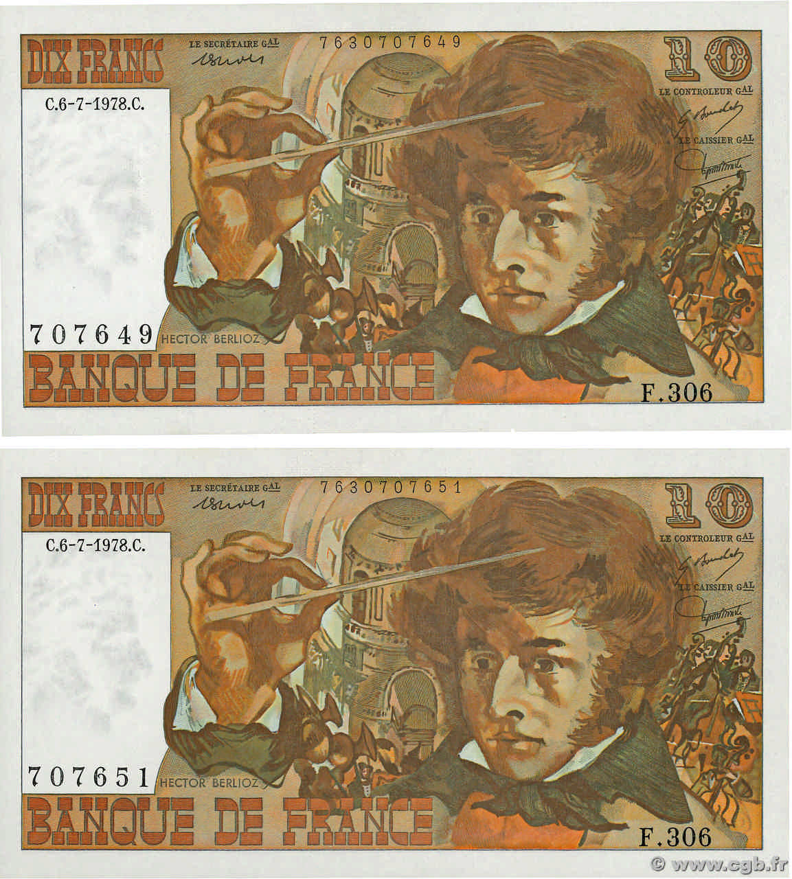 10 Francs BERLIOZ Lot FRANCE  1978 F.63.25 SUP+