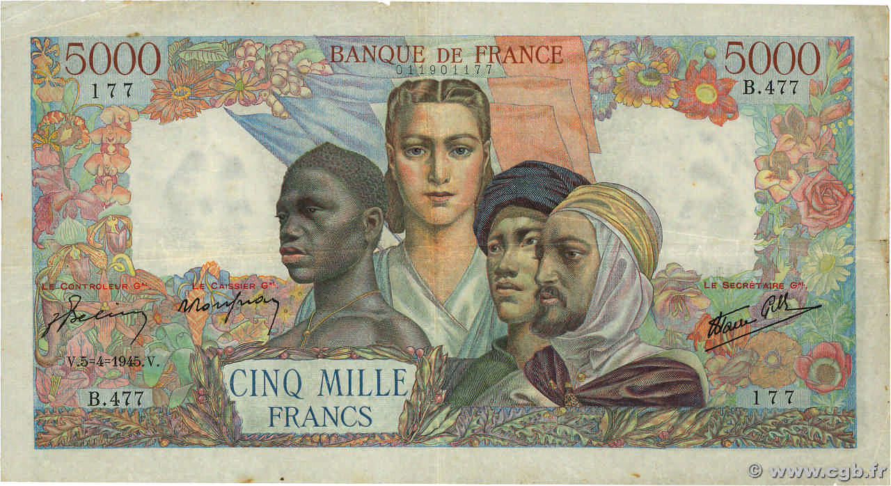 5000 Francs EMPIRE FRANÇAIS FRANCE  1945 F.47.20 TB