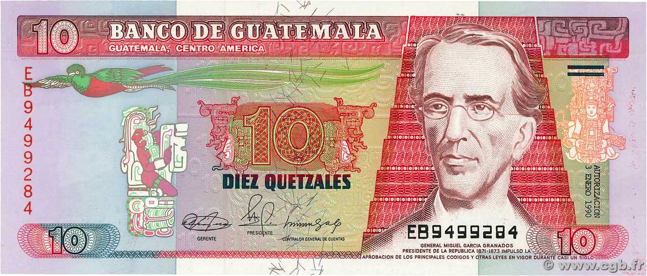 10 Quetzales GUATEMALA  1990 P.075b NEUF