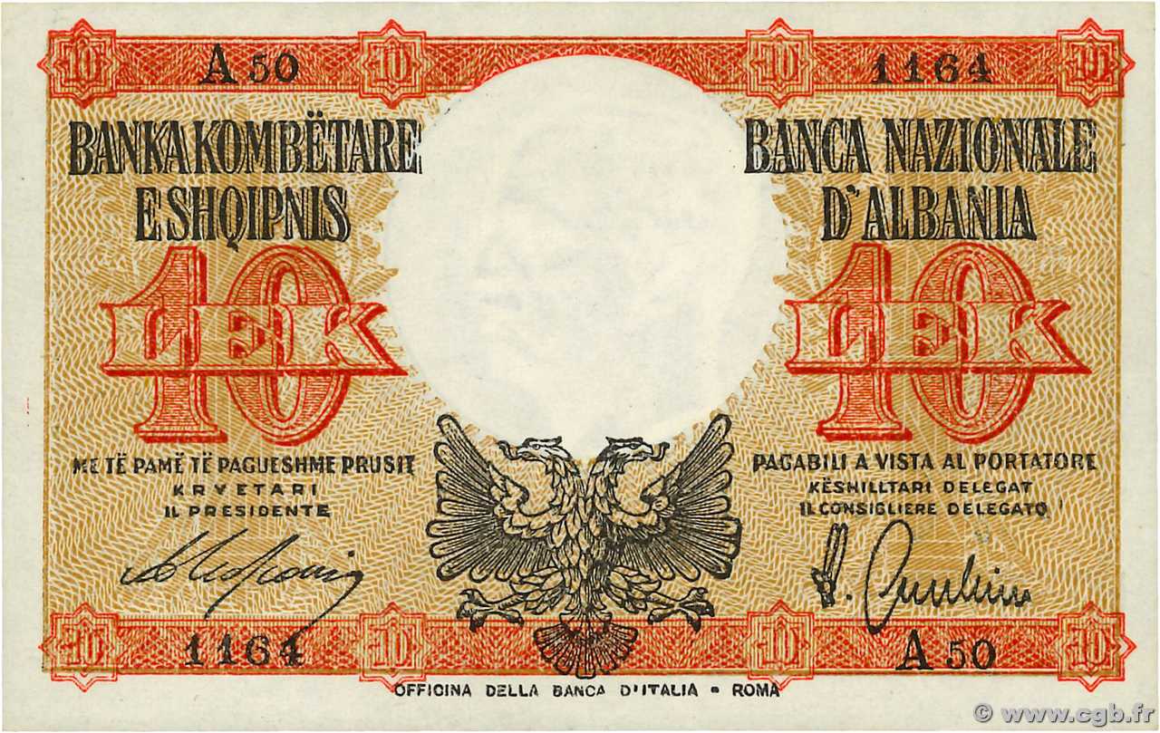 10 Lek ALBANIE  1940 P.11 NEUF