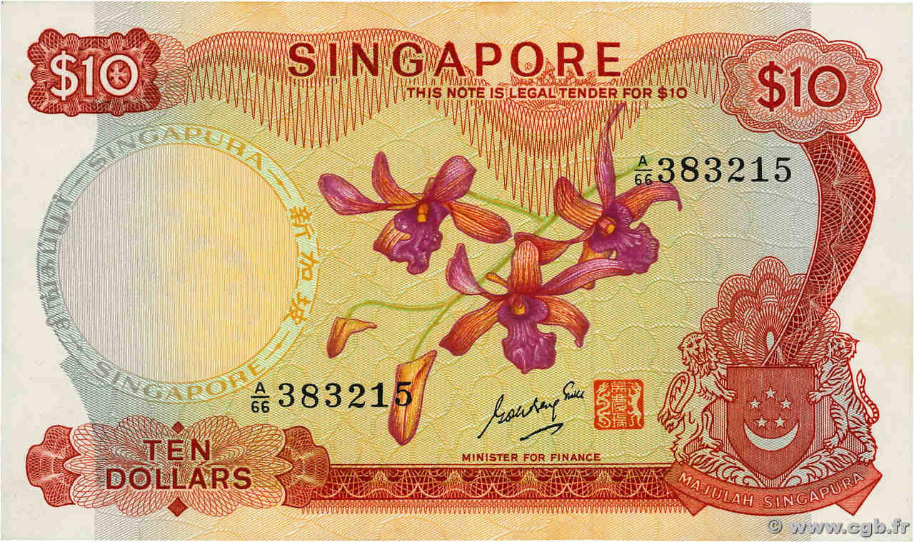 10 Dollars SINGAPORE 1970 P.03b b85_3084 Banknotes