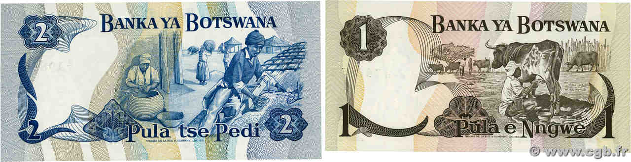 1 et 2 Pula Lot BOTSWANA (REPUBLIC OF) 1976 P.01a et P.02a b85_3119 ...
