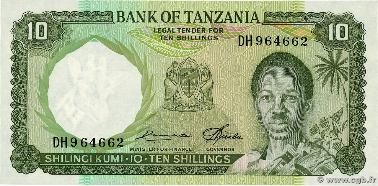 10 Shillings TANZANIE  1966 P.02e  pr.NEUF