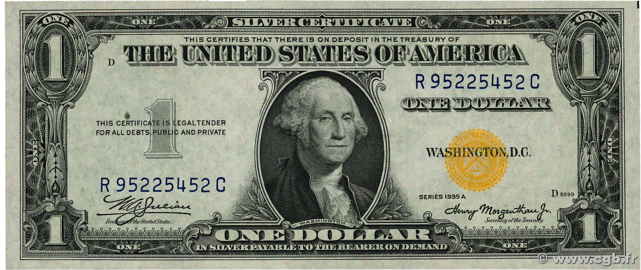 1 Dollar ÉTATS-UNIS D&nbsp;AMÉRIQUE  1935 P.416AY pr.NEUF