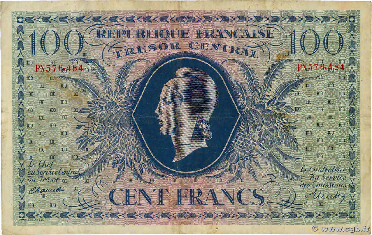 100 Francs MARIANNE FRANCE  1943 VF.06.01g TB