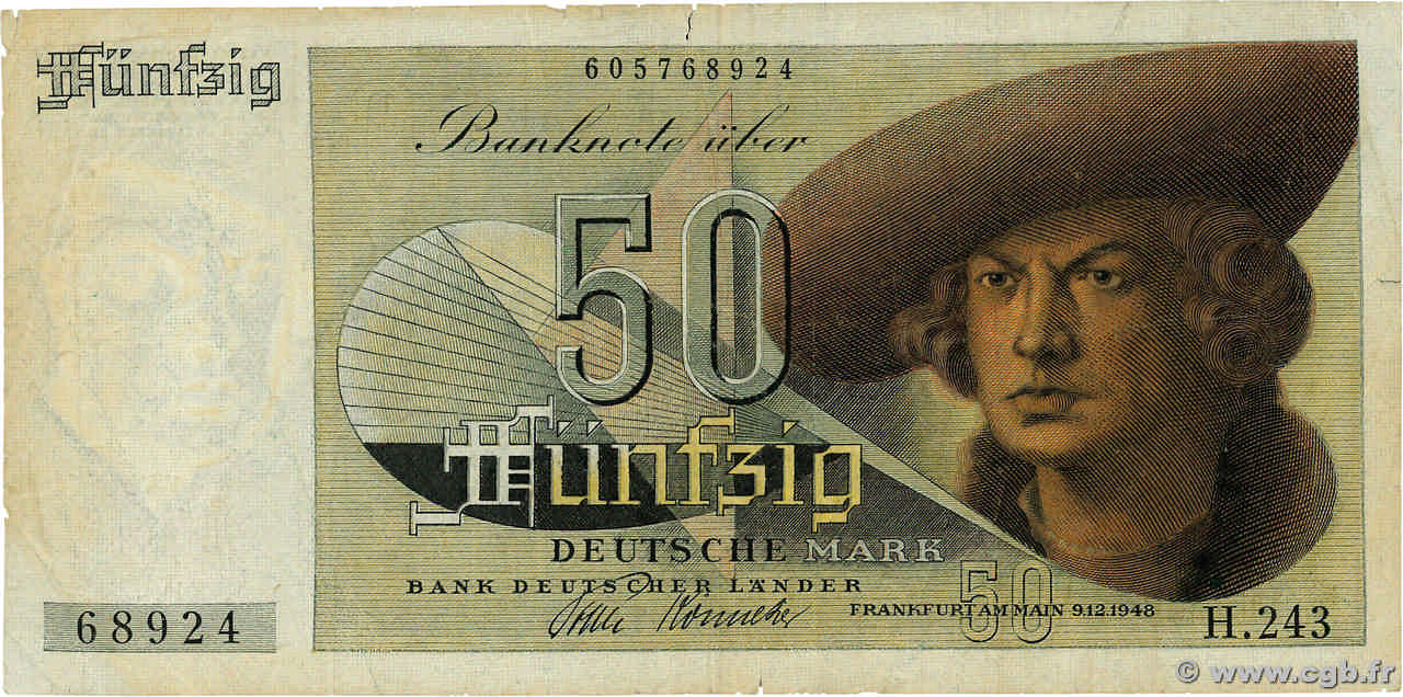 50 Deutsche Mark ALLEMAGNE FÉDÉRALE  1948 P.14a TB