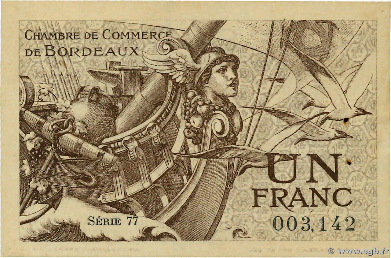 1 Franc FRANCE régionalisme et divers Bordeaux 1921 JP.030.30 pr.SPL