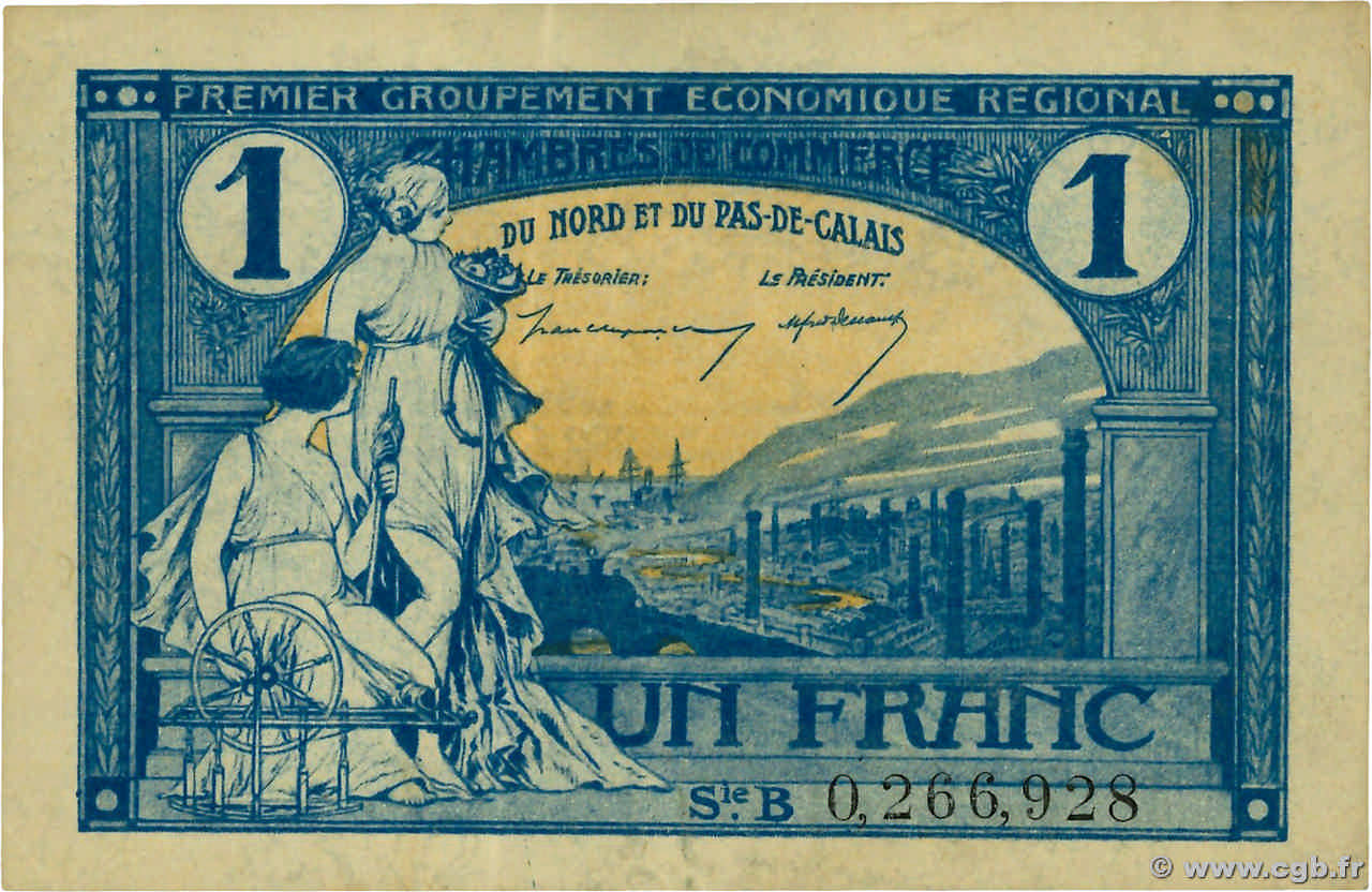 1 Franc FRANCE régionalisme et divers Nord et Pas-De-Calais 1918 JP.094.05
 SUP+