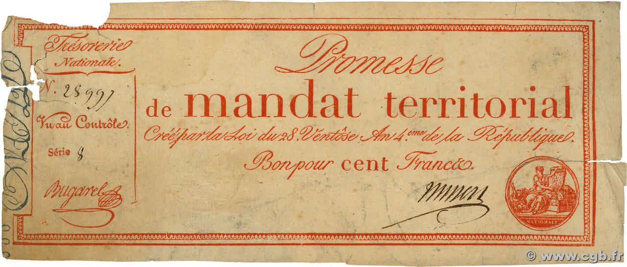 100 Francs avec série FRANCE  1796 Ass.60b pr.TB