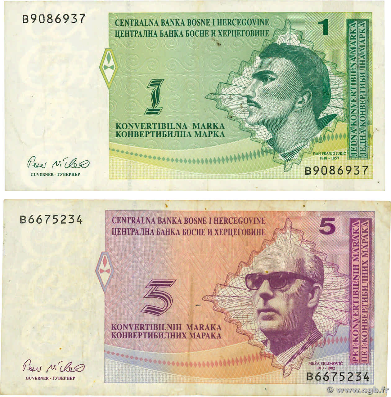 1 et 5 Convertible Maraka Lot BOSNIE HERZGOVINE 1998 P.059a et P.061a  b85_3467 Billets