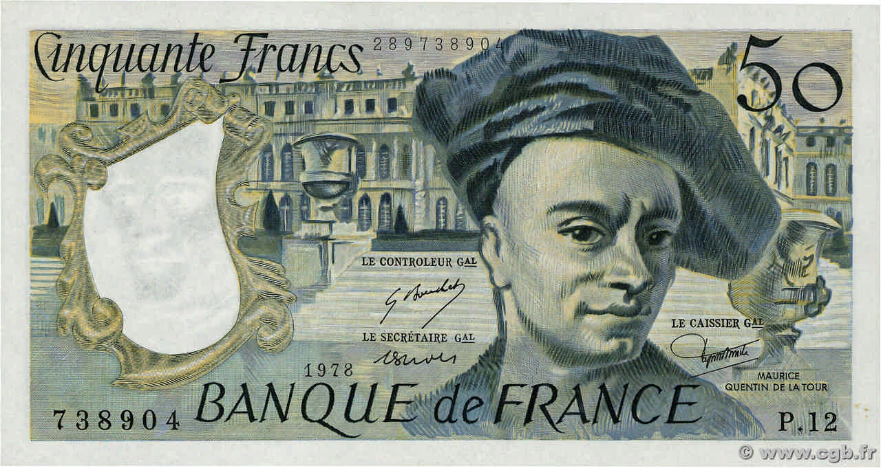 50 Francs QUENTIN DE LA TOUR FRANCE  1978 F.67.03 SPL+