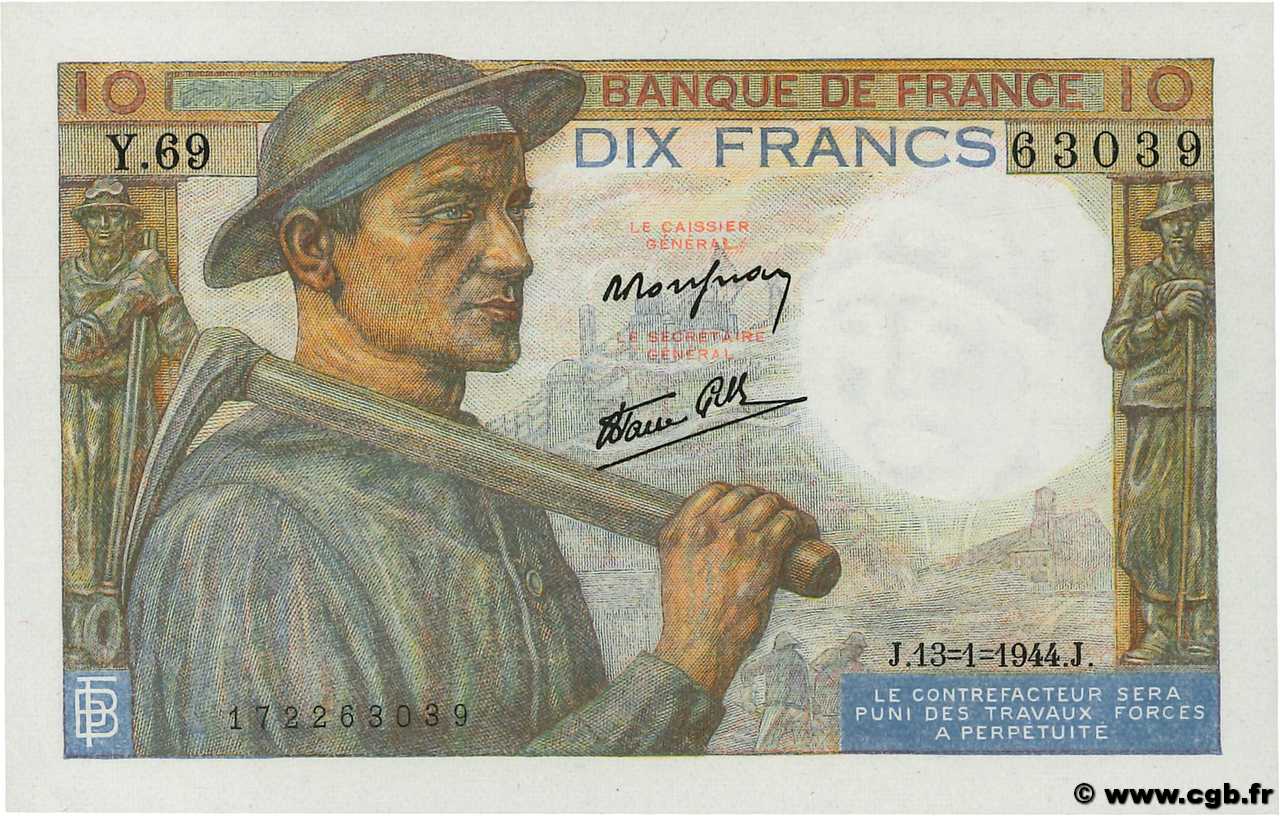 10 Francs MINEUR FRANCE  1944 F.08.10 pr.NEUF